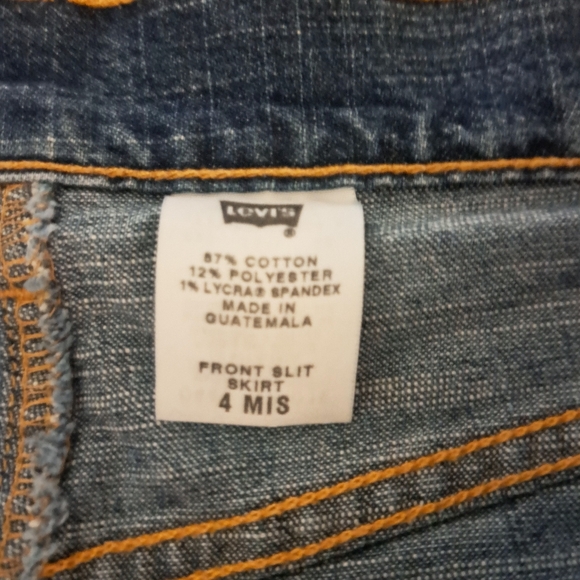 Rare Vtg 90s Red Tab Levis Hi Waist Darker Wash Denim Jean Midi Slit Skirt Xs/Sm - Picture 6 of 8